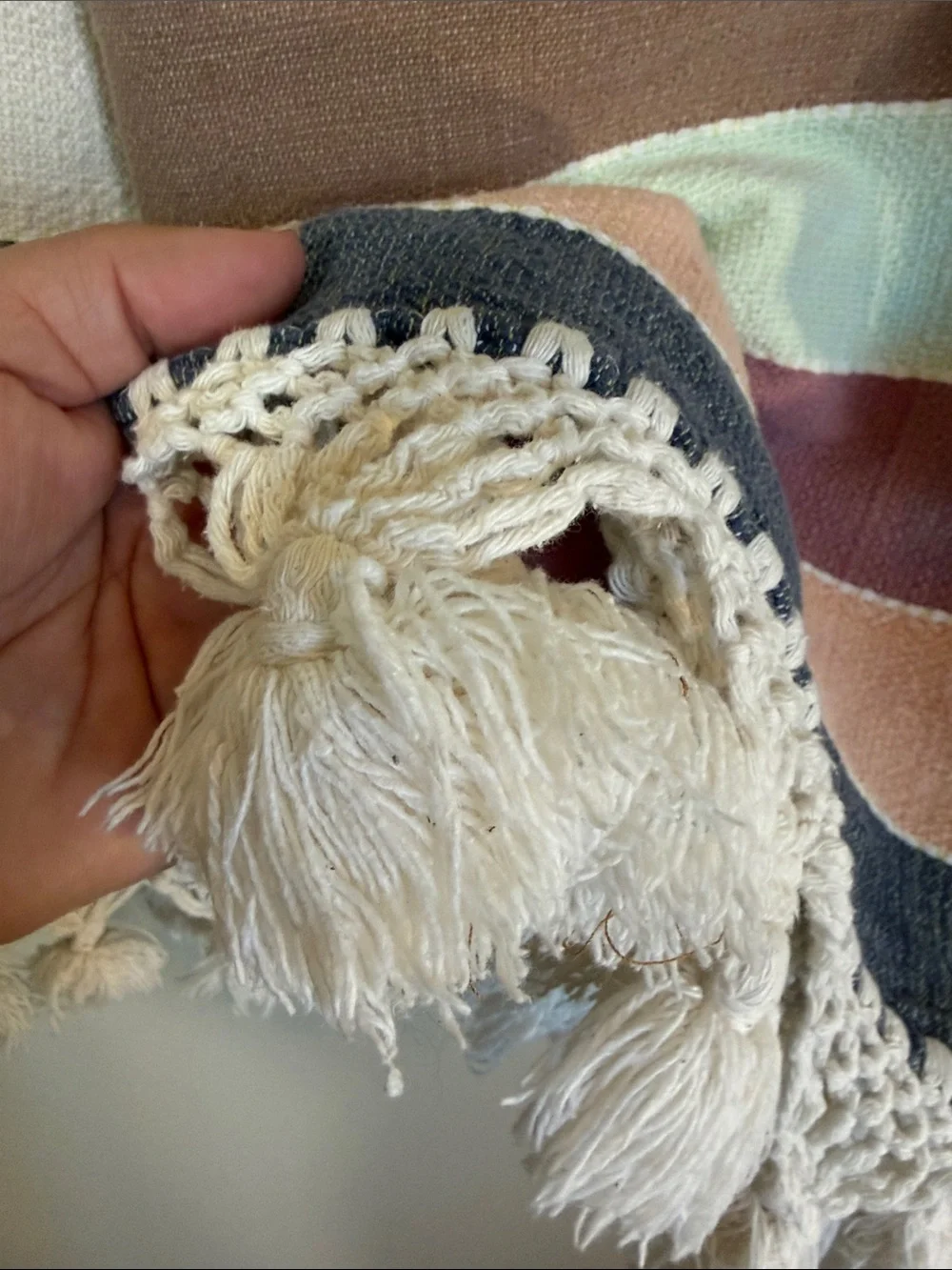 Striped Tassel Throw Blanket in Pastel & Earth Tones - Unbranded 50 x 64 inches